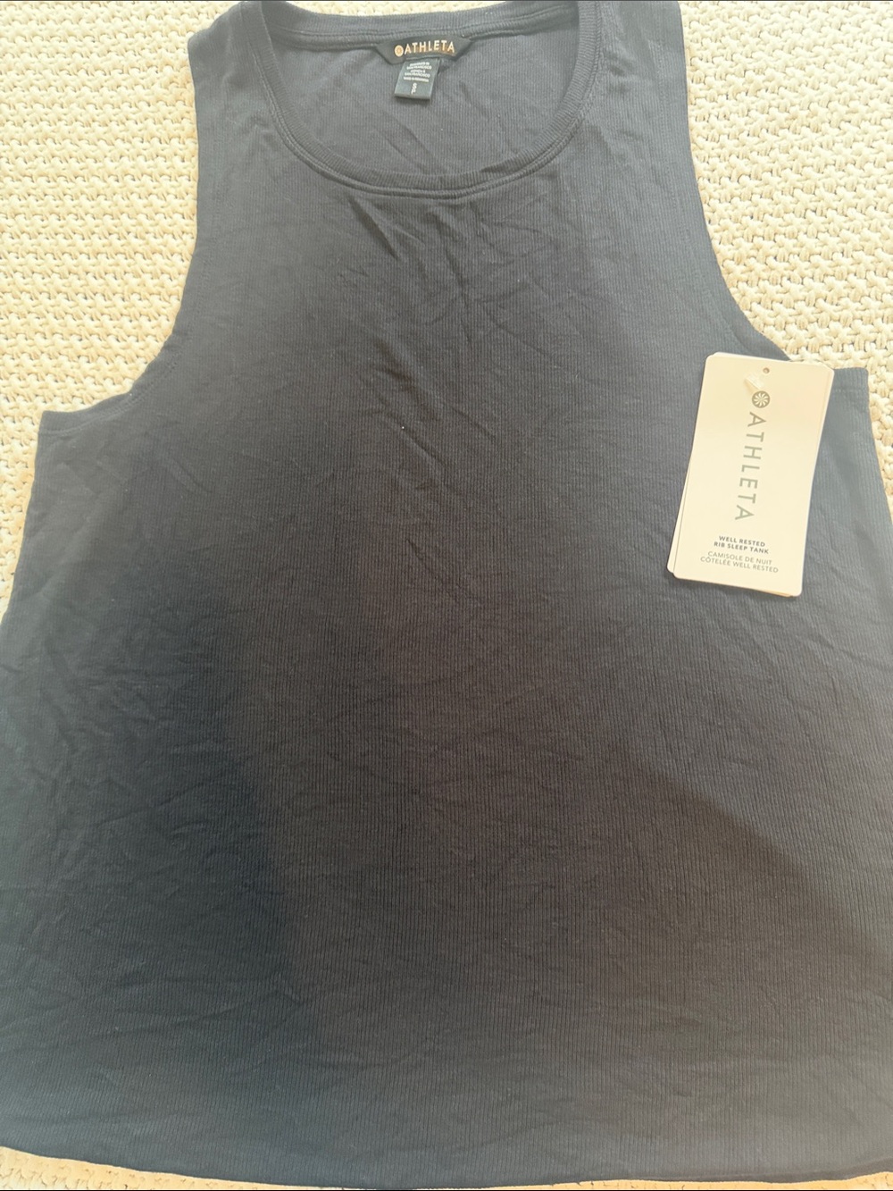 Athleta Black Ribbed Well Rested Sleep Tank